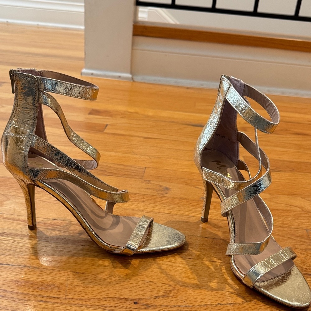 Mixx Shuz Metallic Gold Strappy High Heel Sandals